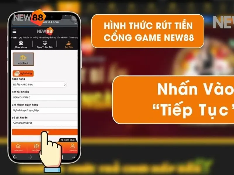 Cần liên kết ngân hàng để rút tiền tại New88